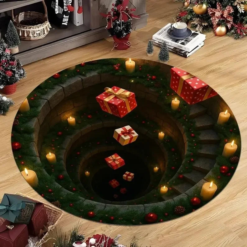 3D Christmas Gnome Round Rug