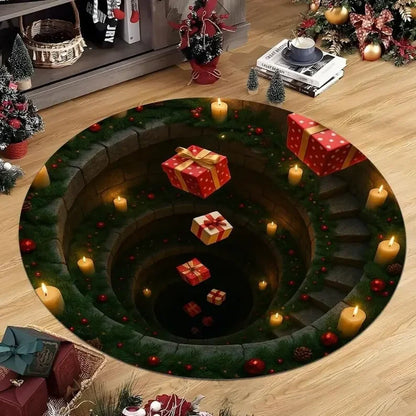 3D Christmas Gnome Round Rug