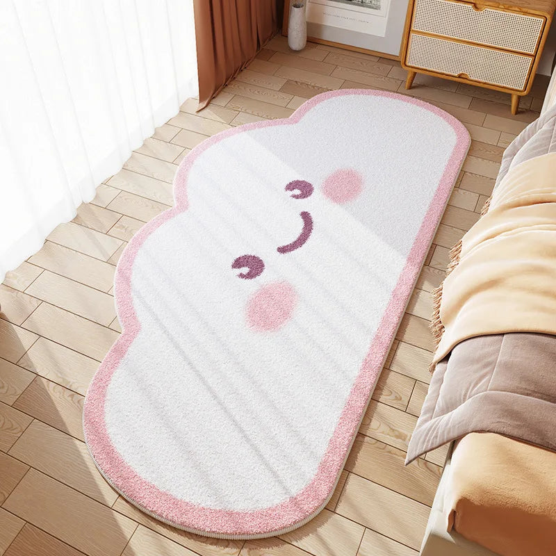VIKAMA Cartoon Imitation Cashmere Carpet Cute Cloud Heart Bedroom Bedside Floor Mat