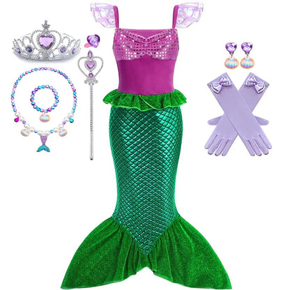Ariel Little Mermaid Princess Costume Dress For Girls