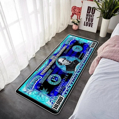 VIKAMA Creative Banknote Long Strip Floor Mat Soft Non-Slip Bedroom Bedside Rug