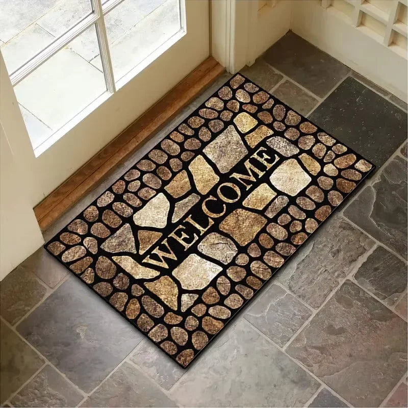 VIKAMA Stone Pattern Welcome Non-Slip Doormat