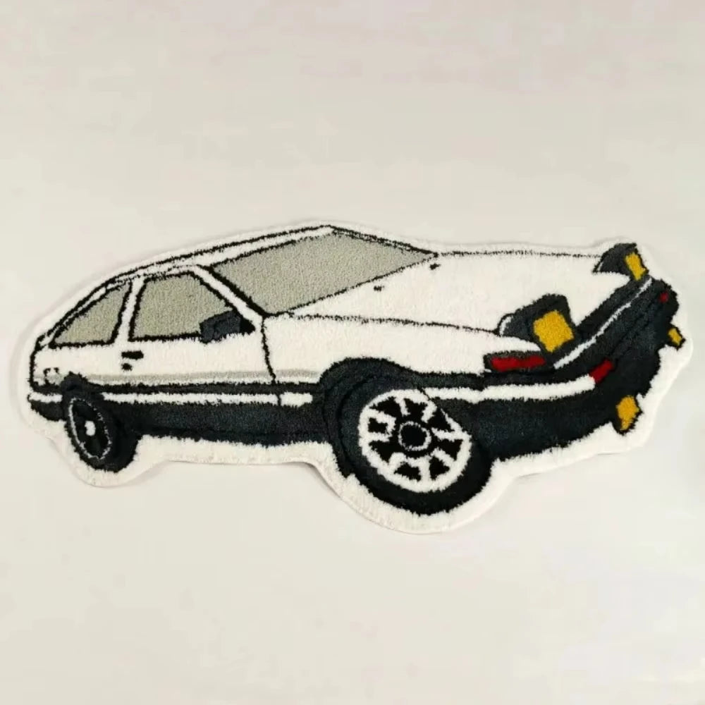 VIKAMA White Car Plush Rug Kids Play Mat Soft Bedroom Carpet Home Decor
