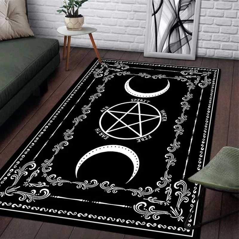 Witch Sun Moon Pentagram Gothic Area Rug