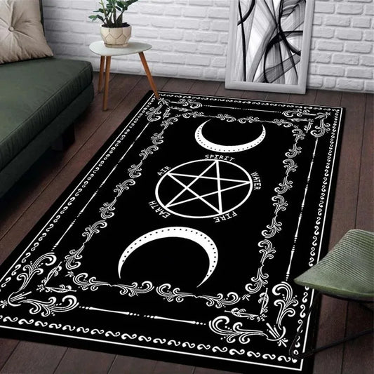 Witch Sun Moon Pentagram Gothic Area Rug