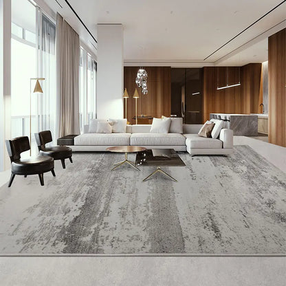 Modern Minimalist Grey Plush Washable Area Rug