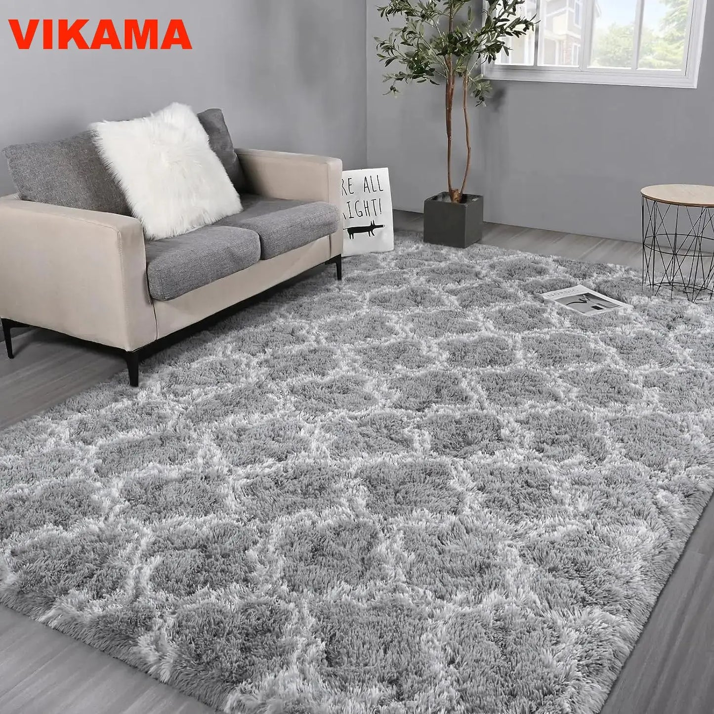 VIKAMA Geometric Plush Carpet Large Area Living Room Decoration Coffee Table Bed Mat Ultra Soft Carpet For Children's Bedroom