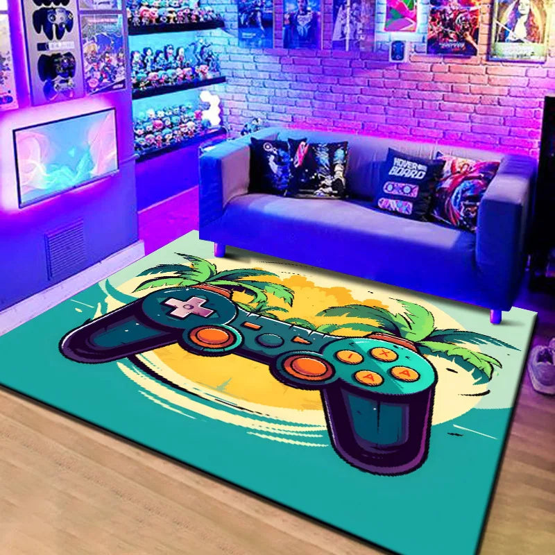 VIKAMA 3D Game Console Rug Non-Slip Washable Gaming Room Bedroom Mat