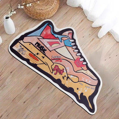 Yellow Basketball Shoes Shaped Non-Slip Area Rug