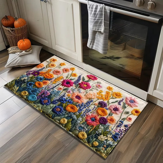 VIKAMA Colorful Flower Rug Waterproof Non-Slip Doormat Soft Bedside Carpet Bedroom Sofa Floor Mat Home Decor