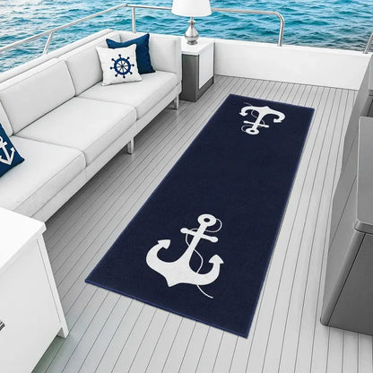 Nautical Anchor Compass Marine Area Rug