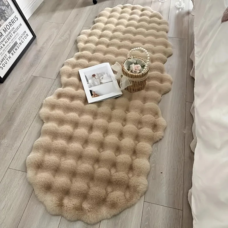 White Plush Faux Rabbit Runner Rug
