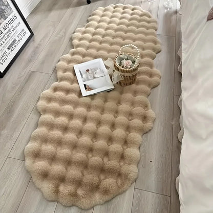 White Plush Faux Rabbit Runner Rug
