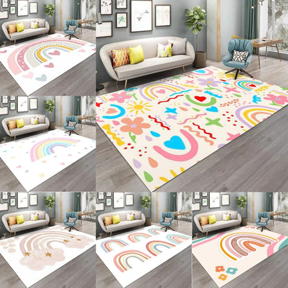 Colorful Rainbow Striped Kids Area Rug
