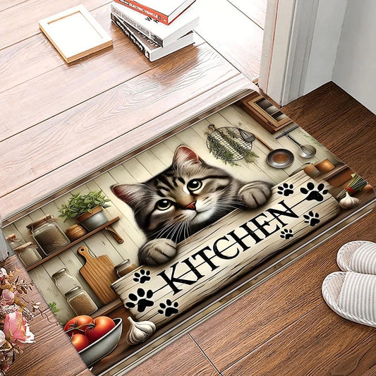 VIKAMA Cute Kitten Kitchen Anti-Slip Doormat