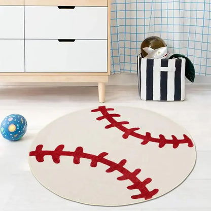 Basketball Round Carpet Cute Cartoon Non-Slip Floor Mat Chair Bedside Rug Home Decoration