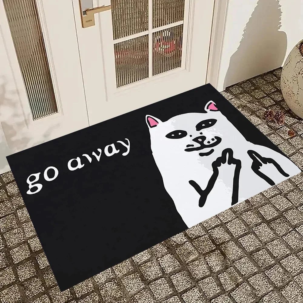 Funny Cat Go Away Welcome Mat