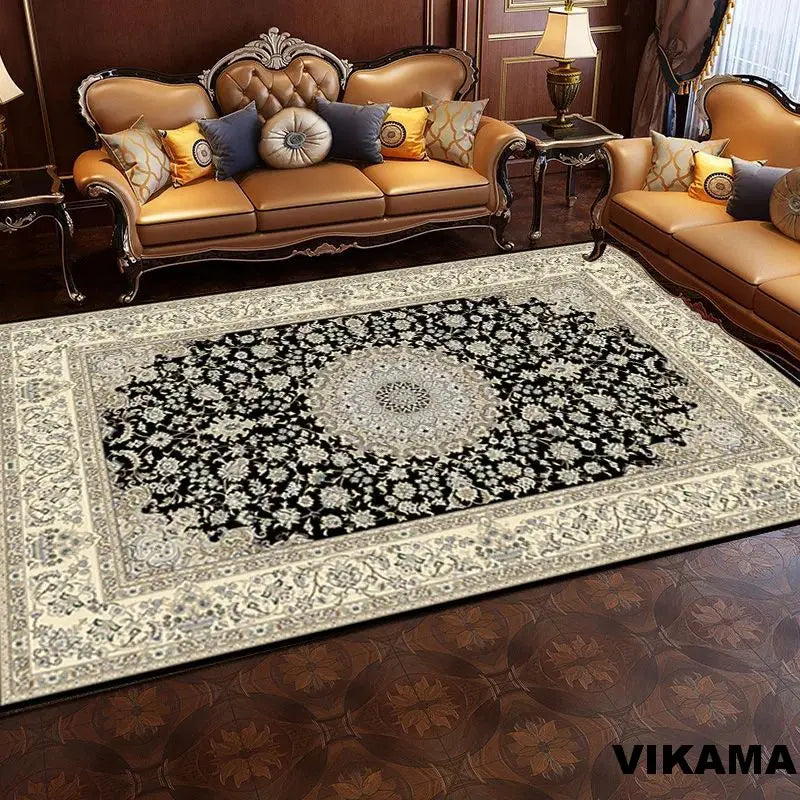 VIKAMA Vintage Persian Crystal Rug Ethnic Living Room Bedroom Carpet