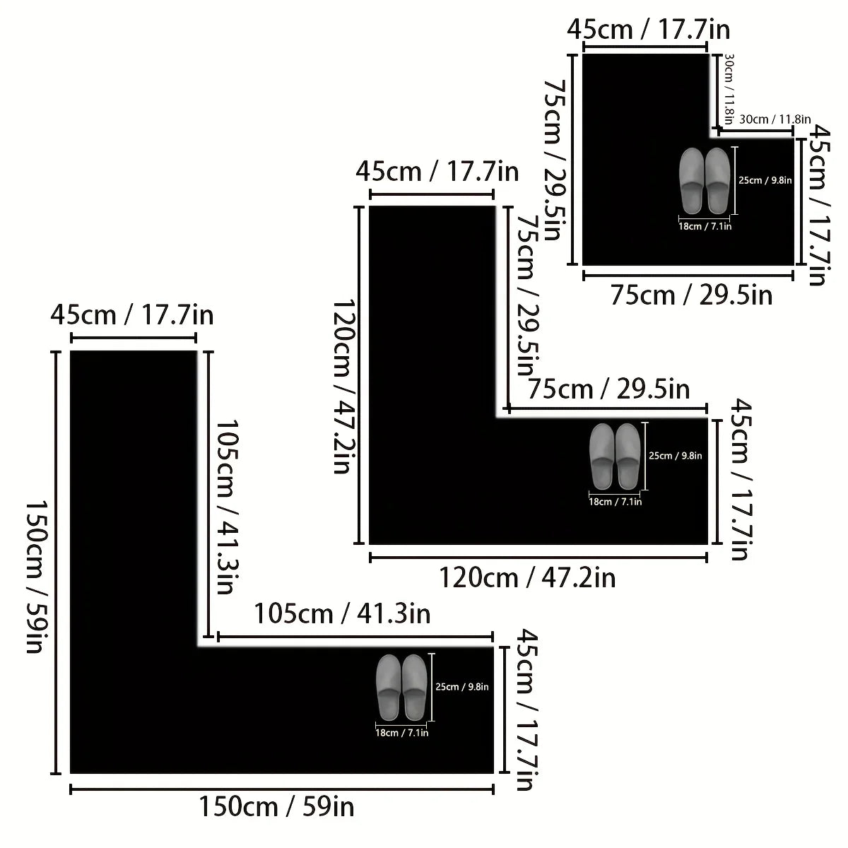 Flannel L-Shaped Non-Slip Absorbent Bath Mat