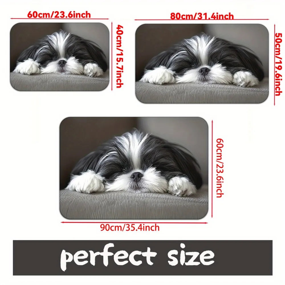 VIKAMA Shih Tzu Doormat Washable Pet Rug Bedroom Living Room Entryway Decor