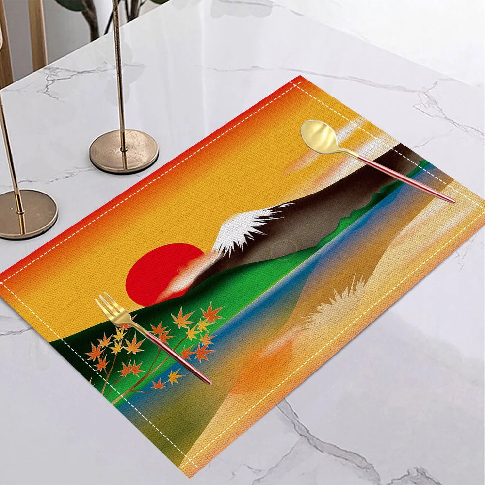 Japanese Ukiyo-e Linen Non-Slip Placemat