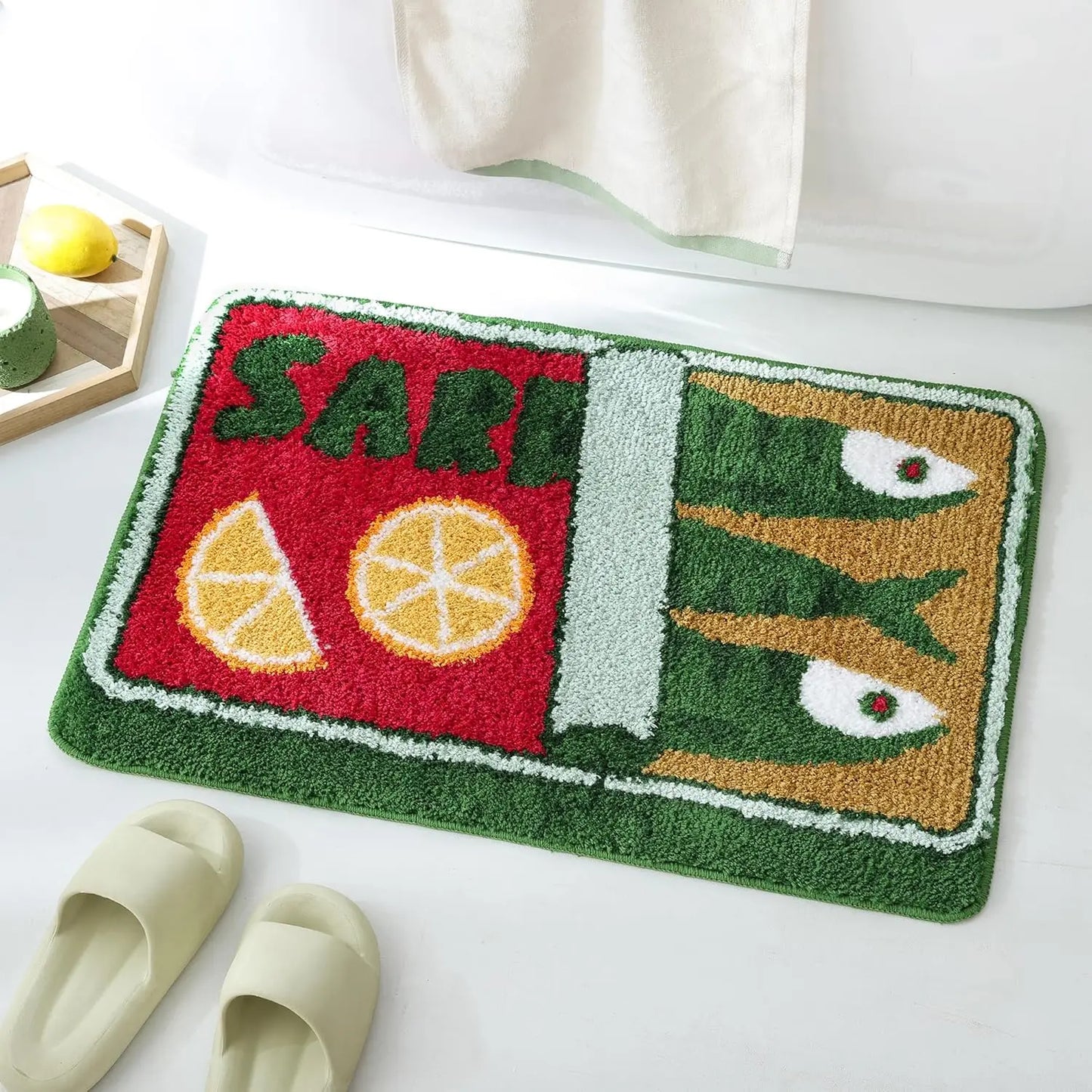 VIKAMA Cartoon Sardine Floor Mat Soft Non-Slip Kitchen Bathroom Bedroom Carpet