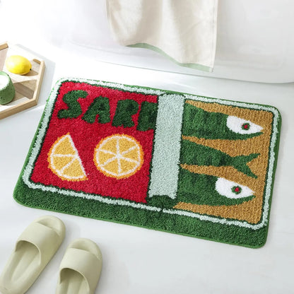 VIKAMA Cartoon Sardine Floor Mat Soft Non-Slip Kitchen Bathroom Bedroom Carpet