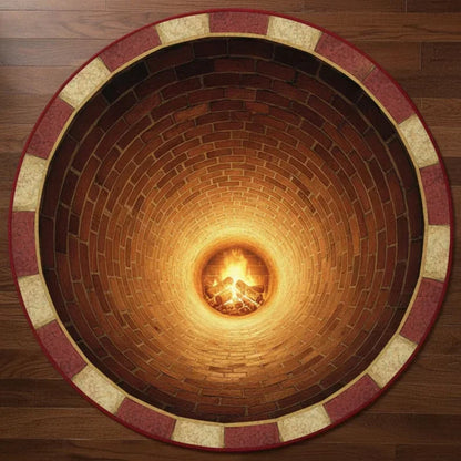 Golden Glow 3D Illusion Christmas Rug Pit Hole Carpet Cozy Holiday Decor Non-Slip Floor Mat Xmas Gift Home Decoration