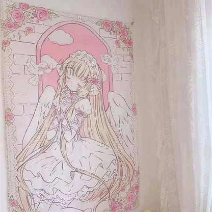 VIKAMA Angel Rose Aesthetic Wall Tapestry