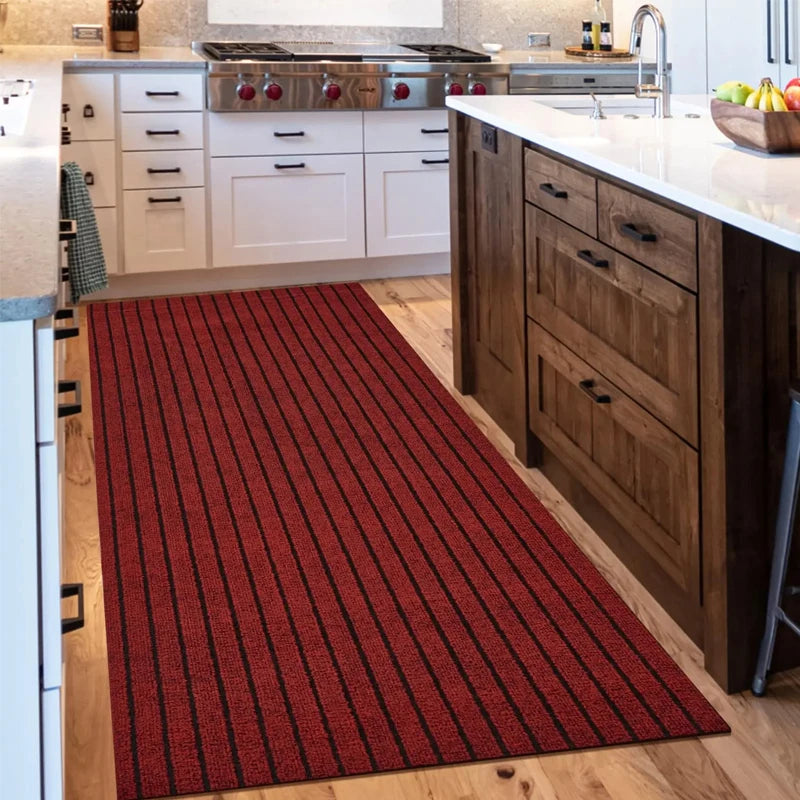 Non-slip striped kitchen and hallway mat