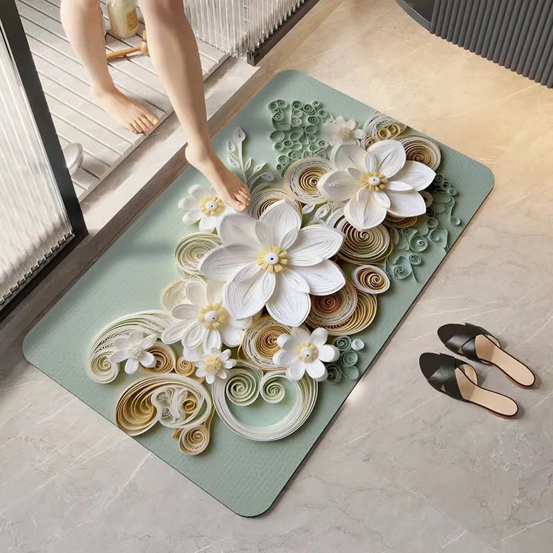 3D quick-dry non-slip absorbent bath mat