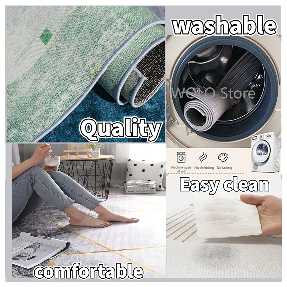 Nordic Ink Splash Abstract Washable Area Rug