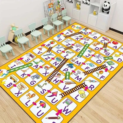 Snakes and Ladders Game Pattern Area Rug