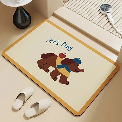 Skater Dachshund Cartoon Door Mat