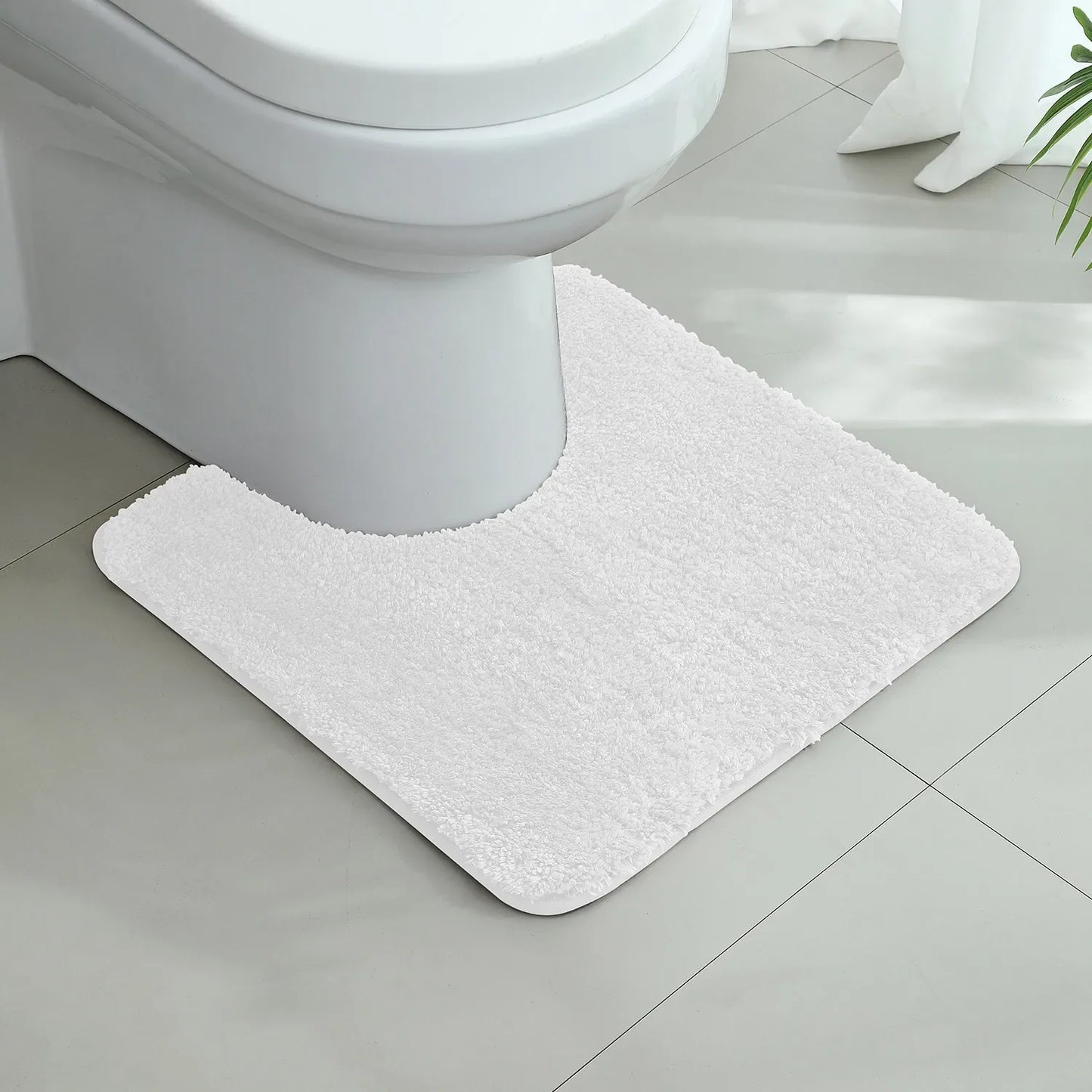 U-Shaped Thick Plush Bathroom Mat Absorbent Non-Slip Toilet Rug Bathtub Entrance Floor Carpet Home Decor