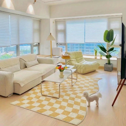Retro Checkerboard Fluffy Plush Area Rug