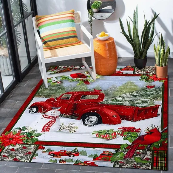 Christmas Santa truck pattern door mat