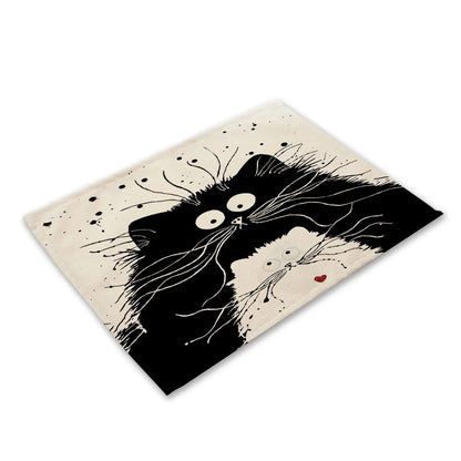 Cute Black Cat Kitchen Placemat Set