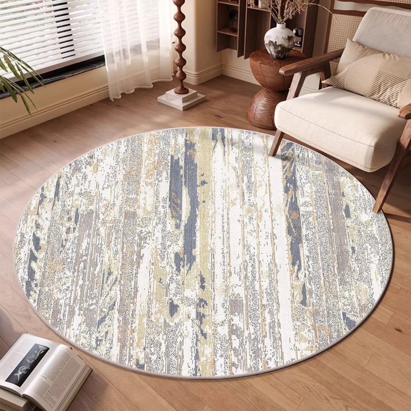 Modern Abstract Round Soft Washable Area Rug