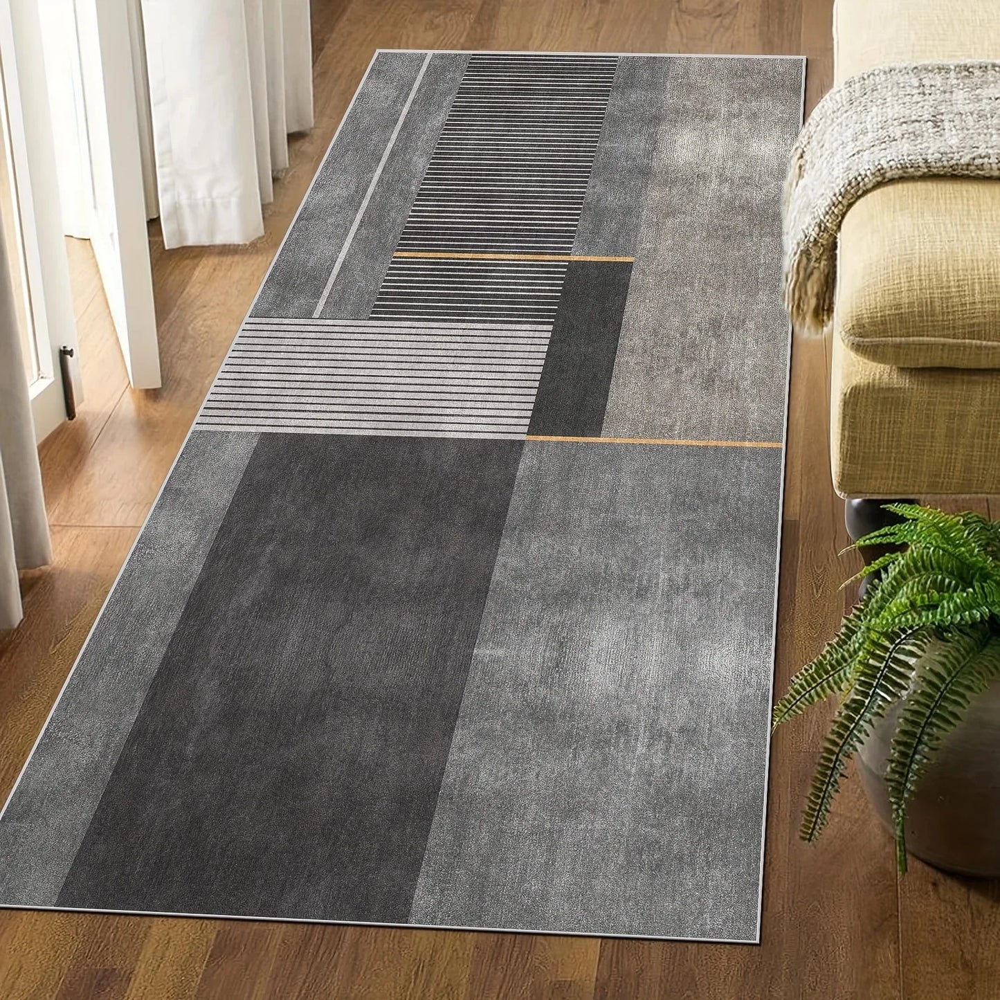 VIKAMA Minimalist Geometric Easy-Care Area Rug