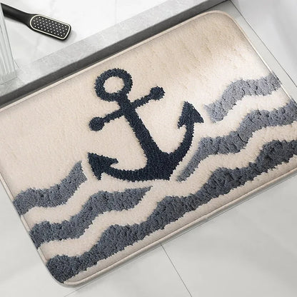 Seaside Bathroom Anti-Slip Floor Mat Shower Room Absorbent Small Carpet Washbasin Decorative Rug