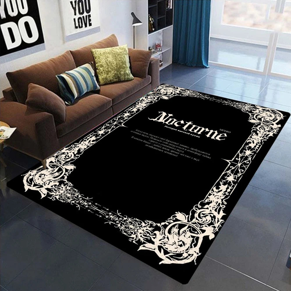 Gothic Black White Vintage Area Rug