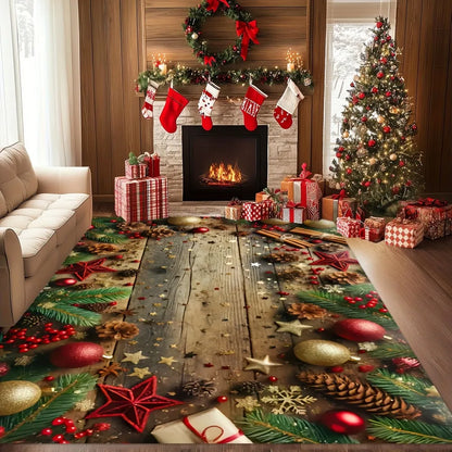 VIKAMA Christmas Rug Non-Slip Door Mat Living Room Garden Courtyard Decor