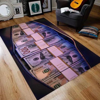 100 Dollar Bill Area Rug Ben Franklin Dollar Bill Money Rug Unique US Currency Design Carpet Home Decor