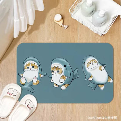 Cute cat quick-dry non-slip bath mat