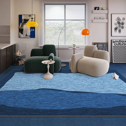 VIKAMA Blue Striped Light Luxury Living Room Carpet Sofa Coffee Table Bedroom Floor Mat