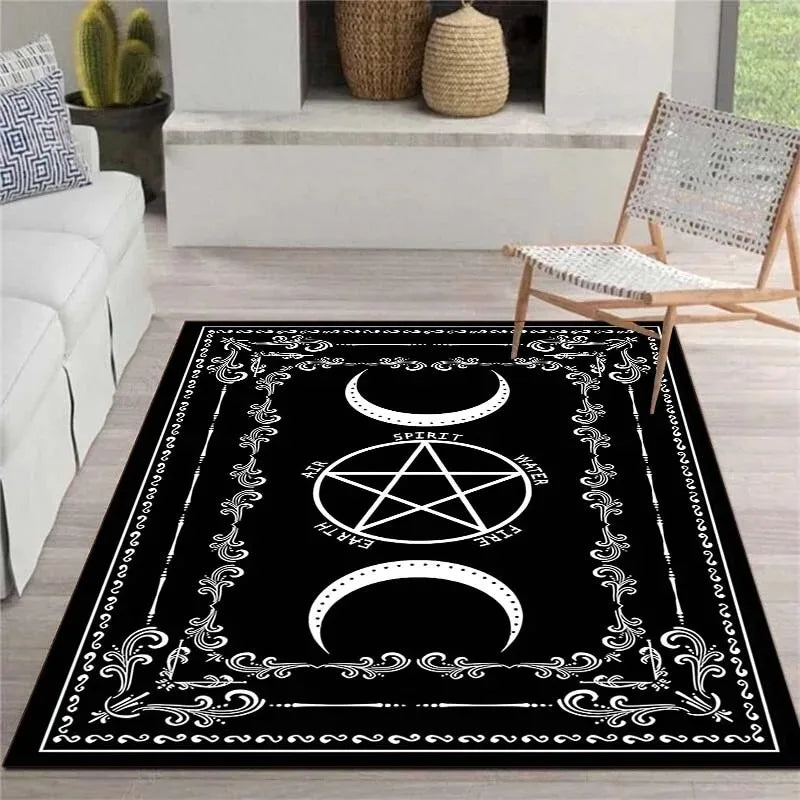 Witch Sun Moon Pentagram Gothic Area Rug