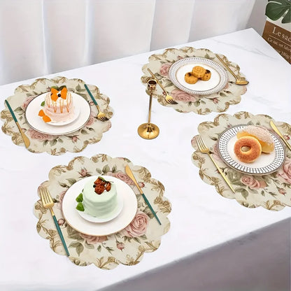 VIKAMA Vintage Pink Rose Placemat Set