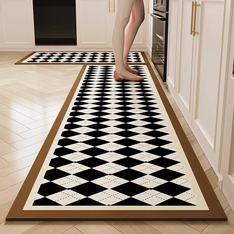 Plaid anti-slip quick-dry kitchen runner mat