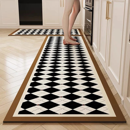 Plaid anti-slip quick-dry kitchen runner mat